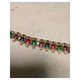 Multi-Color Glass Cabochon Owl Link Bracelet