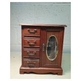 Wooden Jewelry Box with Mirror and Drawers