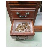 Wooden Jewelry Box with Mirror and Drawers