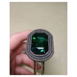 Art Deco Style Green Crystal Bangle