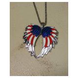 American Flag Angel Wings Necklace