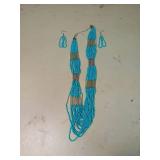 Turquoise Beaded Necklace and Earring Set