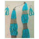 Turquoise Beaded Necklace and Earring Set