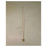 Gold Tone Star Pendant Necklace with Red Stone