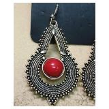 Paparazzi Red Stone Teardrop Earrings