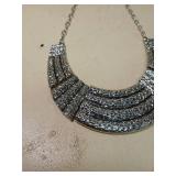 Paparazzi Textured Silver Statement Necklace