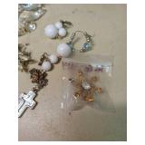 Mixed Jewelry Lot with White Bead Necklace