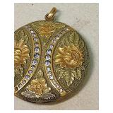 Victorian Gold pendant with Crystal Accents