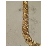Gold Tone Textured Link Necklace