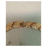 Gold Tone Textured Link Necklace