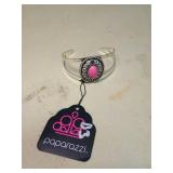 Paparazzi Pink Stone Silver Cuff Bracelet