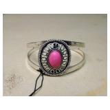 Paparazzi Pink Stone Silver Cuff Bracelet