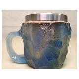 Handcrafted Blue Resin mug with Steel Insert