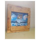Native American Spirit Animal Wall Art in Rustic Wood Frame lenticular print