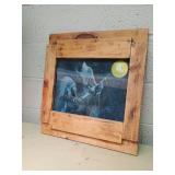 Native American Spirit Animal Wall Art in Rustic Wood Frame lenticular print