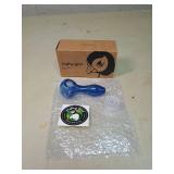 Puffing Bird Blue Glass Pipe Set with Grinder
