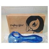 Puffing Bird Blue Glass Pipe Set with Grinder