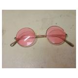 Round Pink Tinted Sunglasses with Gold Frame