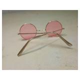 Round Pink Tinted Sunglasses with Gold Frame