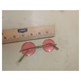 Round Pink Tinted Sunglasses with Gold Frame