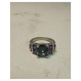 Mystic Topaz and Amethyst Sterling Silver Ring