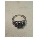 Mystic Topaz and Amethyst Sterling Silver Ring