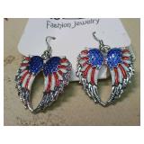 Patriotic American Flag Wing Earrings