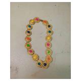 Multi-Color Enamel Circle Link Necklace