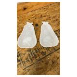 White Milk Glass Pear Dishes