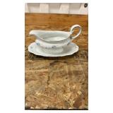 Johann Haviland Bavaria Blue Floral Gravy Boat with Underplate