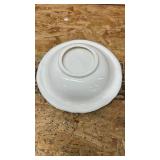 White Glass Bowl with Blue Trim