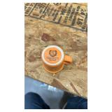 Robert Stanley Orange Enamel Coffee Mug 2 inches tall