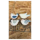 Decorative Ceramic Bird Trinket Dishes - Set of 4