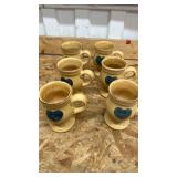 Pfaltzgraff Yellow Ceramic Heart Coffee Mugs Set of 6, 5 inches tall