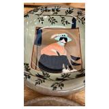 Hand Painted Folk Art Decorative Plates Set of 4, chip on 1 of them, see pics