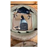 Hand Painted Folk Art Decorative Plates Set of 4, chip on 1 of them, see pics