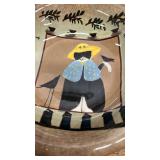 Hand Painted Folk Art Decorative Plates Set of 4, chip on 1 of them, see pics