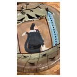 Hand Painted Folk Art Decorative Plates Set of 4, chip on 1 of them, see pics