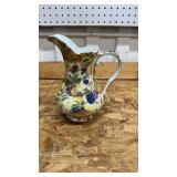 Decorative Floral Porcelain Pitcher, 9 inches tall