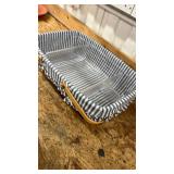 Longaberger Casserole Basket with Blue Striped Liner, Lid, and divider