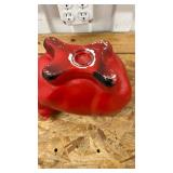Red Piggy Bank, about 8 inches tall and 14 inches long