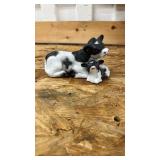 Holstein Cow and Calf Ceramic Figurine, 3.5 inches tall and about 6 inches long