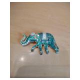 Decorative Turquoise Enamel Elephant Brooch