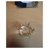 Sea Turtle Brooch with Blue Opal Center