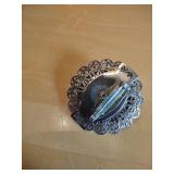 Ornate Turquoise Floral Brooch