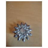 Crystal Flower Brooch with Pearl Center