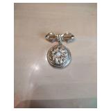 Floral Silver Locket with Bow Pin