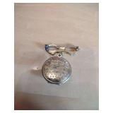 Floral Silver Locket with Bow Pin