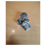 Silver Tone Flower Pot Brooch Pin