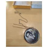 Victorian Era Photo Brooch with Chain